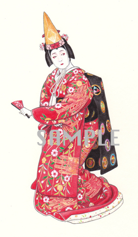 歌舞伎役者のイラスト 灯り窓 其の弐 高橋悦子のイラストレーション